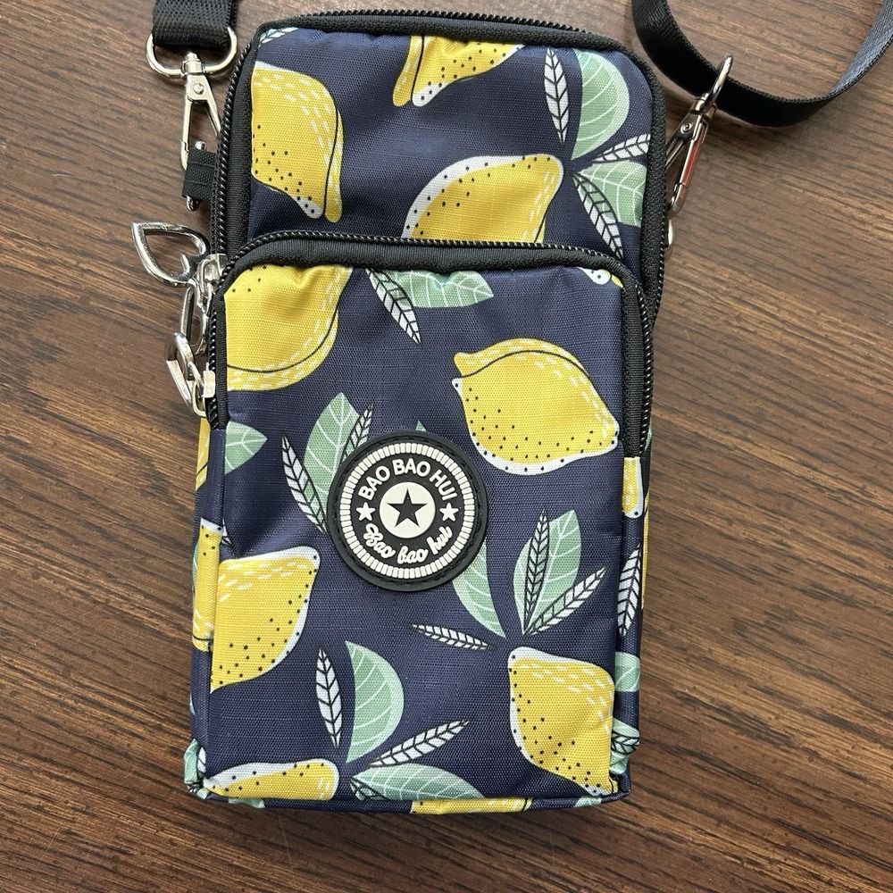Bao Bao Hui Crossbody Mini Bag Navy With Lemons Hearts Phone Bag